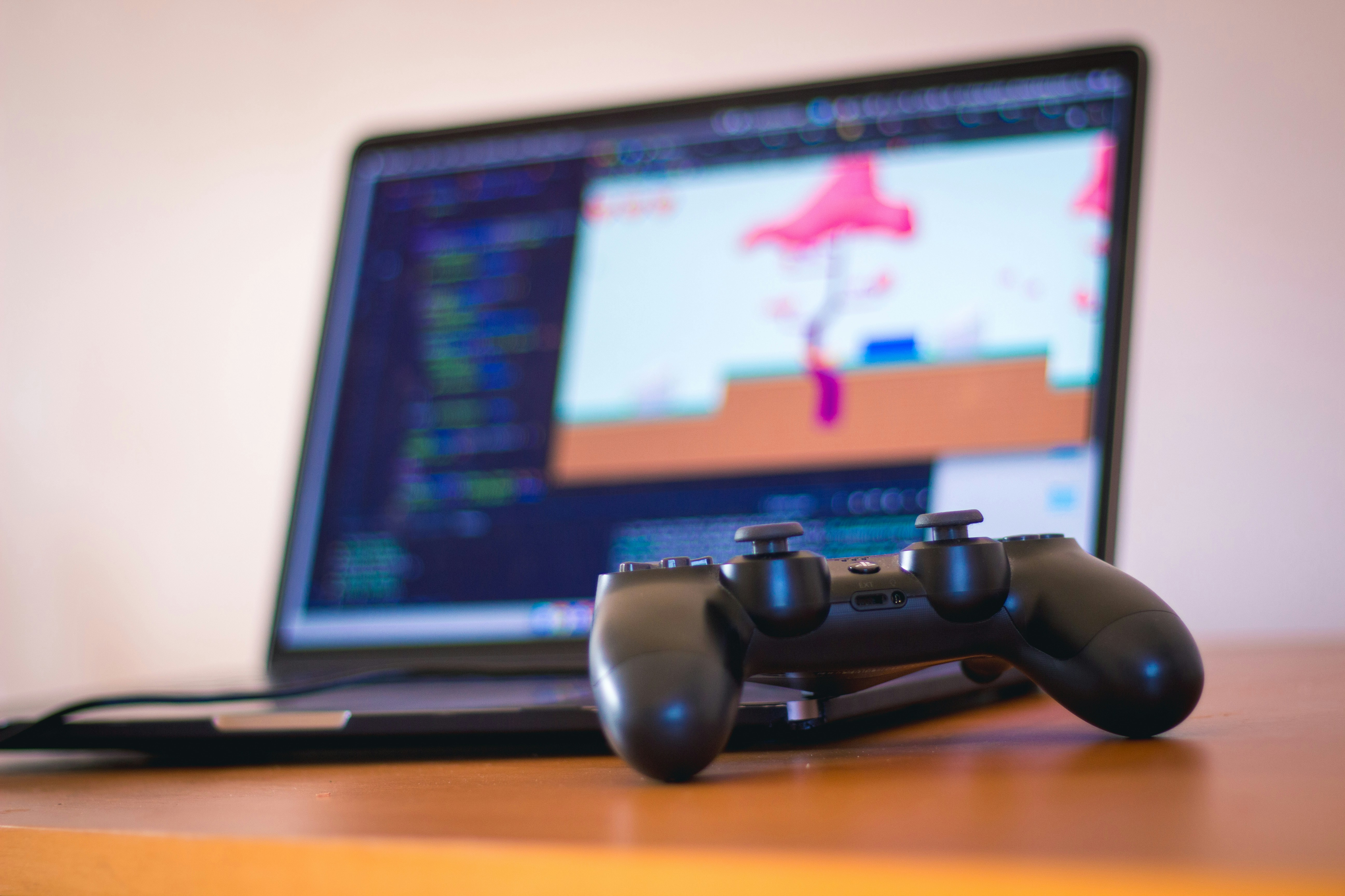 desktop computer and game controller